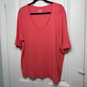Chicos Shirt Womens XXL Pink 100% Pima Cotton Pullover Scoop Neck Coral Plus